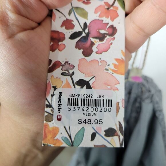 NWT Gimmicks Eyelash Lace Tank Top. Gray M#26 - Picture 14 of 16